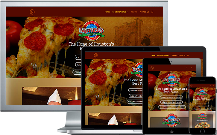 Brothers pizzeria website fully responsive on desktop, laptop, tablet and phones